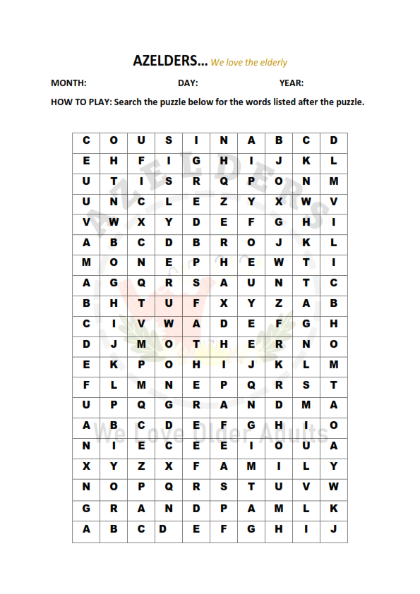 Azelders mental Exercise - Can you find the words